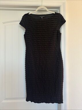 Banana Republic Black Ruffle-Texture Midi Dress